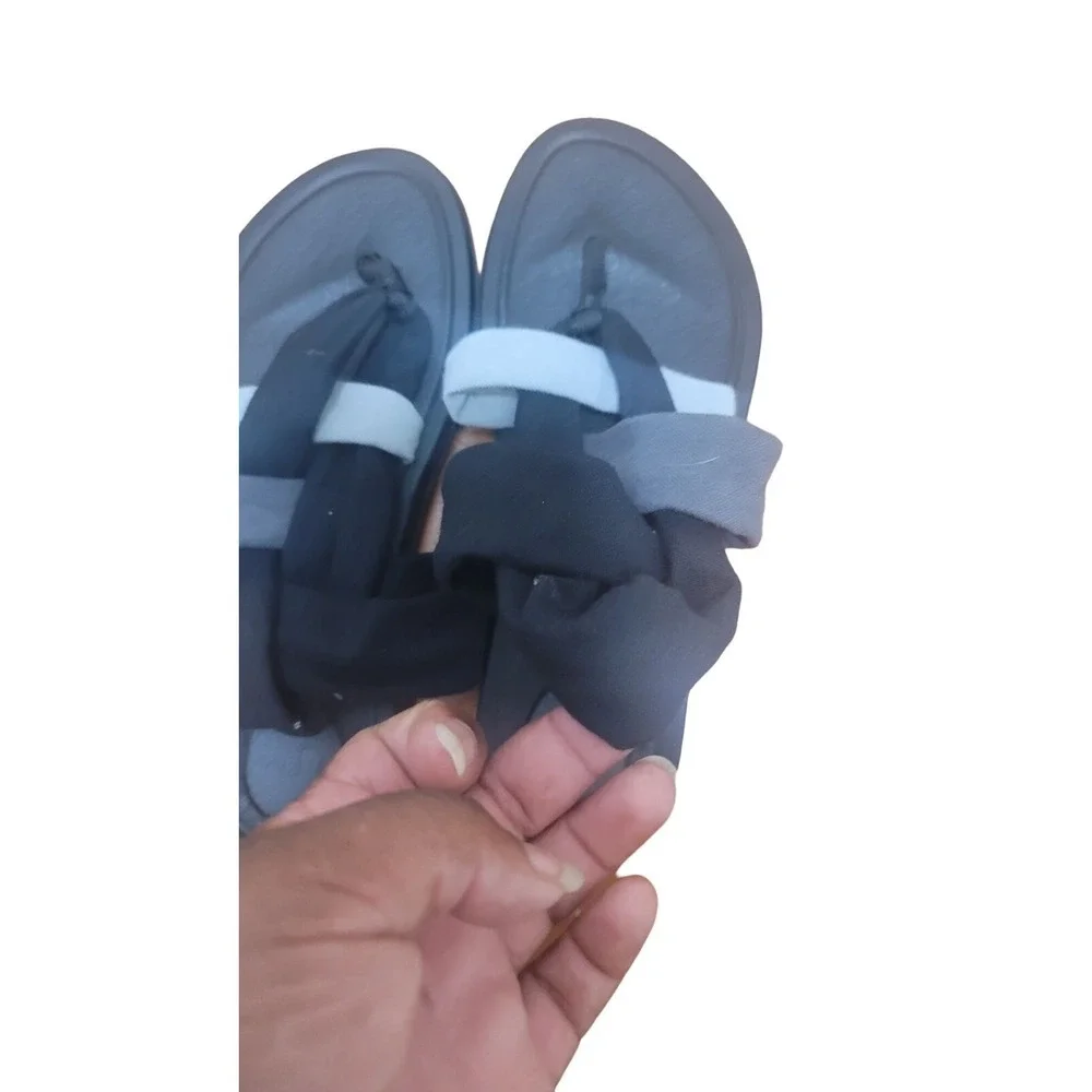 Sanuk Yoga Sling 2‎ Sandals Womens 8 Black Grey Fabric Thong Yoga Mat 1095405